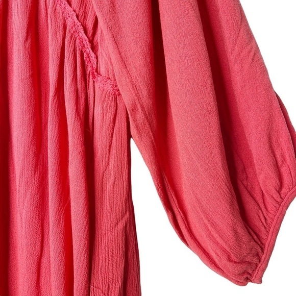 UMGEE NWT Boho V Neck Frayed Hem Dress Size Medium in Coral - Picture 6 of 13